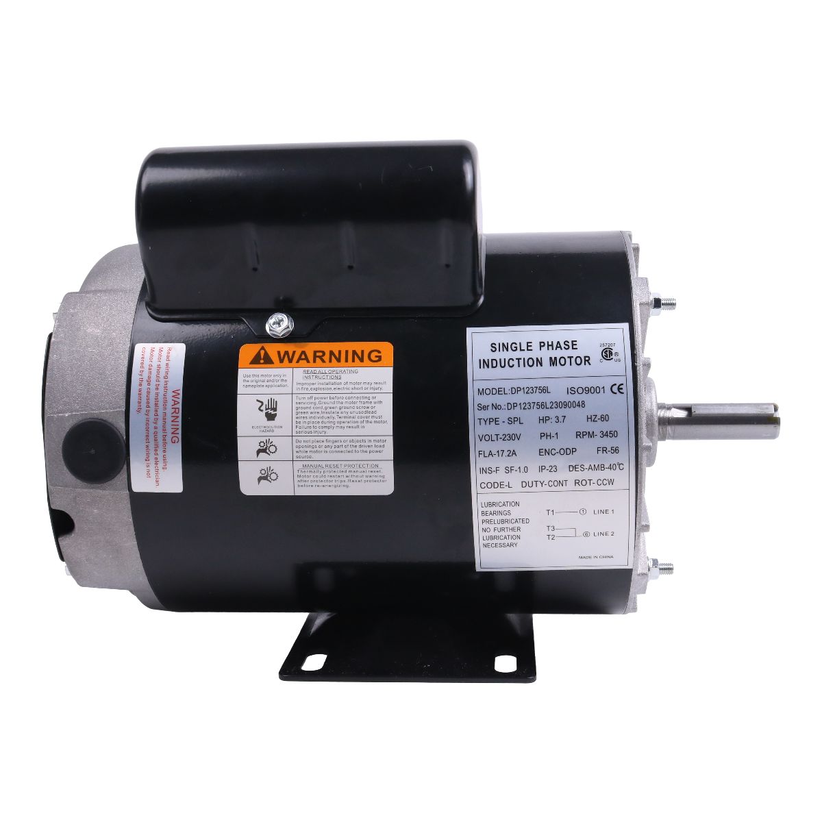 Electric Motor MC019700SJ MC019700AV MC019700IP for 230V, 3.7HP, 3485RPM, 56FR